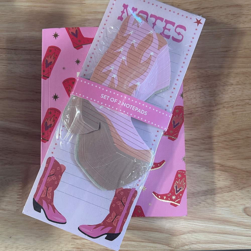 James Burke Collection Pink Cowboy Boot Notebook Set of 2‎ Notepads 6x8 New